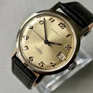 Orologio Uomo Vintage Summit Svizzero 17 Jewel Carica Manuale fhf st 97 Quadrante Champagne - Foto 1 di 15