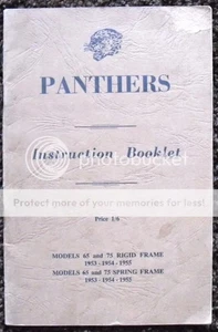 PANTHERS 65 & 75 MOTORCYCLES Maintenance Manual Handbook 1953 - 1955 - Picture 1 of 2
