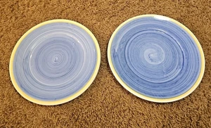 Set of 2 Pottery Barn Blue Swirl Dinner Plates - Picture 1 of 7