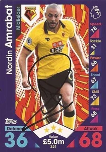 NORDIN AMRABAT SIGNED WATFORD 2016/2017 MATCH ATTAX TRADING CARD+COA - Picture 1 of 1