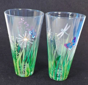 2 ROOST BUTTERFLY / DRAGONFLY TALL TUMBLERS (MINT) - Picture 1 of 7