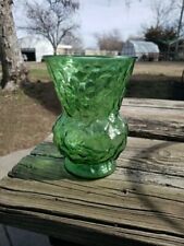 Vtg EO Brody Co Emerald Green Crinkle Glass Vase Made In Cleveland USA MCM