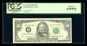 DBR 1985 $50 FRN New York Fr. 2122-B PCGS 63 PPQ Serial B12965592A - Picture 1 of 2