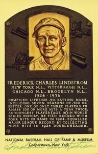 Freddie Lindstrom Signed Autographed Baseball HOF Plaque Postcard JSA - Picture 1 of 3