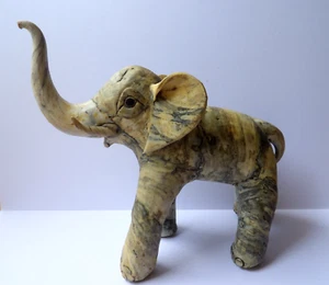 Elephant Trunk Up Figurine/Statue Crushed Oyster Shell Vintage 9.25" x 10" x 4" - Picture 1 of 5