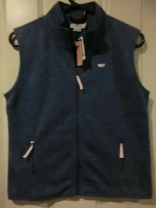 Vineyard Vines Full-Zip Sweater Fleece Vest, NWT - Girl’s L (14) -Moonshine Blue - Picture 1 of 7