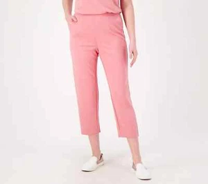 Denim & Co. Double Knit Jersey Regular Straight Leg Crop Pants Rose 3X A602875 - Picture 1 of 5