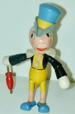 Jiminy Cricket Wood Jointed Doll By Ideal 8.5” Tall 1940 Walt Disney Outstanding - Image 1 of 4