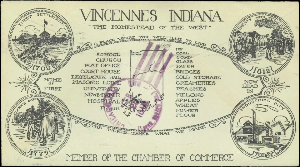 SAVOYSTAMPS- USA Cover -1929- George Rogers Clark -# 651 FDC, Vincennes, Indiana - Image 1 of 1