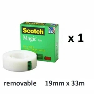 3M Scotch 810 Magic Tape 19mm x 33m (32.9m) Removeable Boxed x 1 Roll B336 - Picture 1 of 1