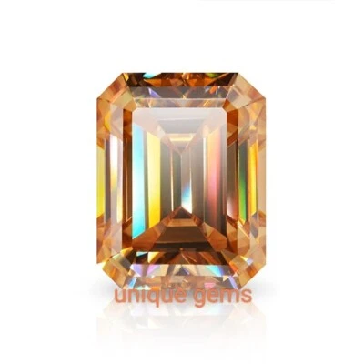 AAA+ 2.5 Ct Champagne Emerald Cut Loose Lab Grown Diamond  VVS1 Clarity Gemstone - Image 1 of 4