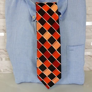 PIERRE CARDIN Neck Tie Mens Red Orange Silk Designer Fall Bright Suit Summer Y2K - Picture 1 of 8