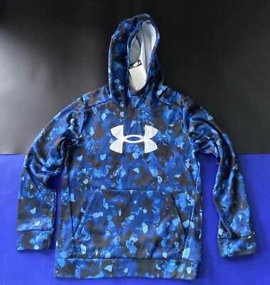 全新 WT UNDER ARMOUR 蓝色迷彩连帽拉盖 MSRP 45 美元 青少年 XL 码 — 第 1/4 张图片