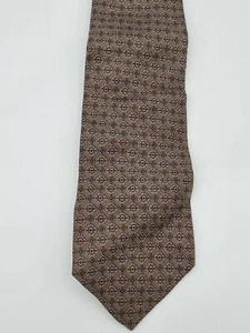 Corbata Coburne Cuadrada Para Hombre Marrón/Azul Patrón Geométrico Seda 56"x3.5" - Nueva Sin Etiquetas - Imagen 1 de 4