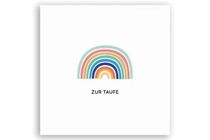 Friendly Fox Karte zur Taufe "Regenbogen", 1x quadratische Taufkarte + Umschlag - Bild 1 von 10