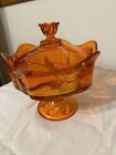 Viking Mid Century Modern Permission Orange Footed 3 Part Candy Dish