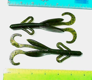 Señuelos de pesca de lubina 10ct SANDÍA ROJA y NEGRO en escamas 6" BRUSH HOGS cebos suaves - Imagen 1 de 2