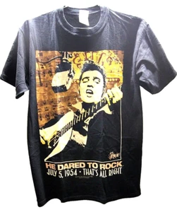 Vintage Elvis Presley 50th Anniversary Rock N Roll USA T-Shirt Black Men's Sz M - Picture 1 of 6