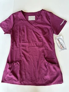SKECHERS by Barco Vitality Women Scrub Top color Wine sz X-Small New - Picture 1 of 9