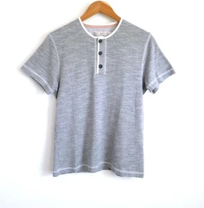 SHIPLEY & HALMOS NEW YORK Cotton Henley Tee Shirt Heather Gray Garmentory S $125 - Picture 1 of 7