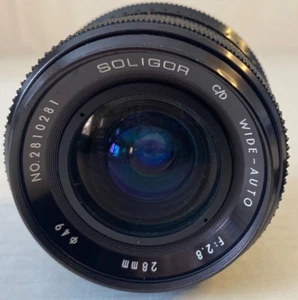 SOLIGOR Wide-Auto 28mm F:2.8 No2810281 Camera Lens With Both Lens Caps Japan - Picture 1 of 8