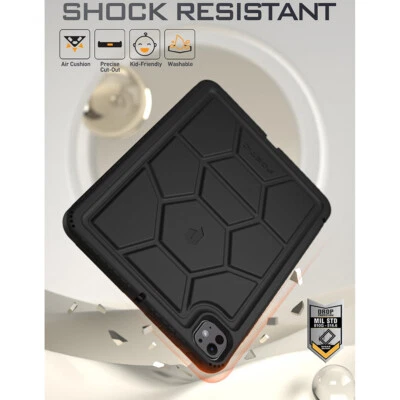 For iPad Pro 11 2024 Case Heavy Duty Silicone Shockproof Protective Cover Black - Image 1 of 4