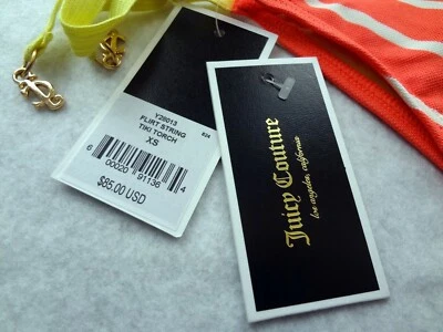 Juicy Couture Bikini Bottom Flirt Sting Tiki Torch Orange White Yellow Stripes - Imagem 1 de 4