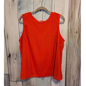 Cynthia Rowley plus size red sleeveless eyelet top size 1X summer casual NWT - Picture 1 of 5