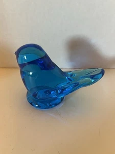 Vintage Viking Bluenique Glass Bird Figurine MCM Blue Bird Of Happiness  - Picture 1 of 8