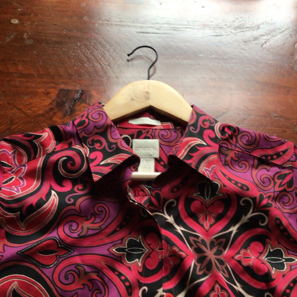 Túnica para mujer Chico de algodón manga larga con botones púrpura rosa negra talla 0P Foto 1 de 4