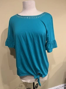 Ruby Rd. Women’s Green Short Sleeve Shirt - Size M - Picture 1 of 5