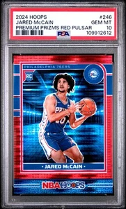 2024 Panini NBA Hoops #246 Jared Mccain Premium Red Pulsar #/199 PSA 10 - Picture 1 of 2