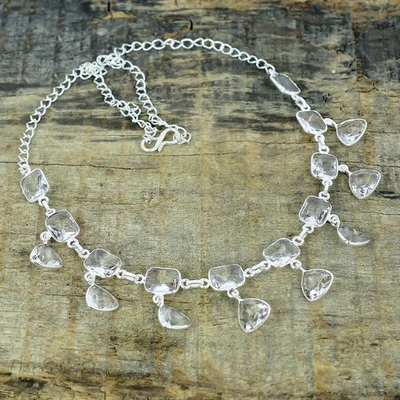 Bello Topazio Bianco Gemma 925 Argento Sterling Gioielli Collana Pasqua Regali - Immagine 1 di 4