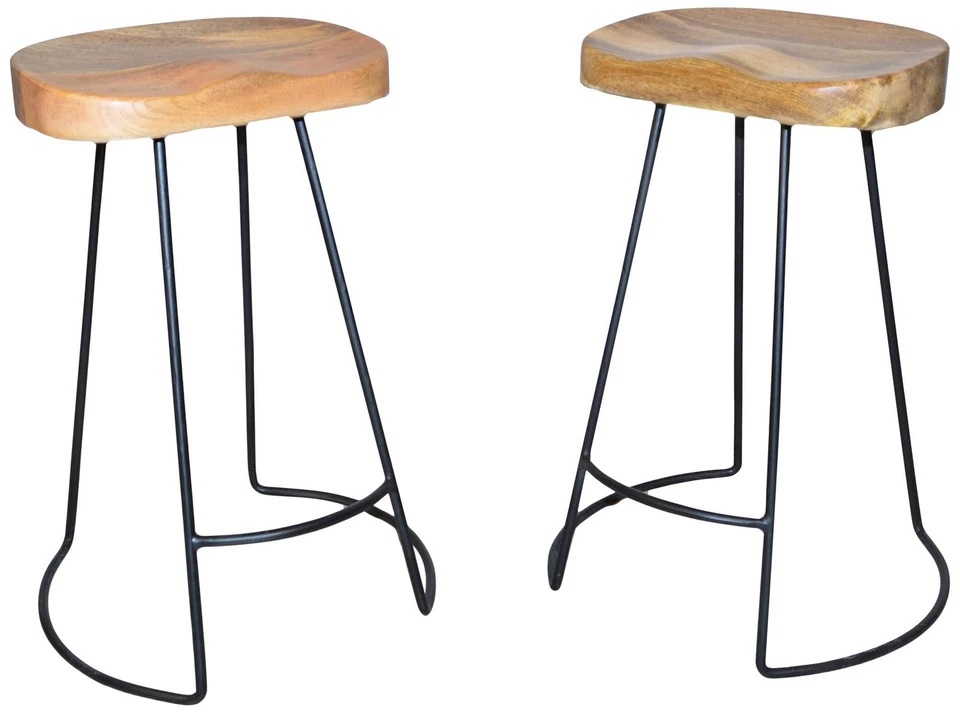 Saga 24 3/4" Natural Wood and Black Counter Stools Set of 2 - Image 1 of 1