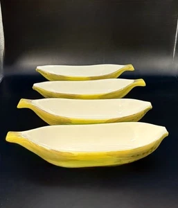 Juego de 4 Helados Vintage Plátano Divididos Cerámica Pintados a Mano Japón - Imagen 1 de 2