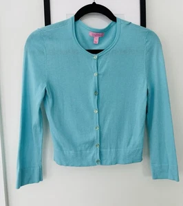 Lilly Pulitzer Baumwollmischung Strickjacke Größe Small Damen türkis mit goldenen Knöpfen - Bild 1 von 6