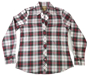 Blusa mujer Investments Gold Label talla 6 roja verde a cuadros manga larga abotonada - Imagen 1 de 11