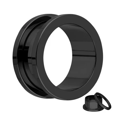 Treuheld® - Flesh Tunnel - Stahl - Schwarz - 32 Größen (203) - Bild 1 von 4