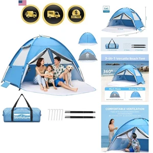 Beach Tent Sun Shelter for 4 5 Person UPF 50+ UV Waterproof Portable Canopy - Picture 1 of 9