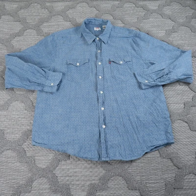 Camisa Levis Para Hombres XL Azul Cambray Western Ranch Rodeo Country Abotonada Foto 1 de 4
