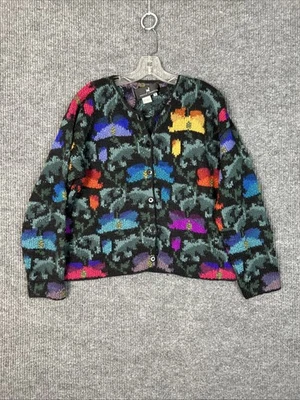 Peruvian Connection Womens Floral Art To Wear Cardigan Sweater Sz Medium Alpaca - Image 1 of 4