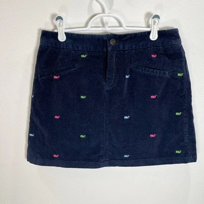 Vineyard Vines Skirt Womens Sz 4 Navy Blue Corduroy Embroidered Whales Preppy - Image 1 of 4