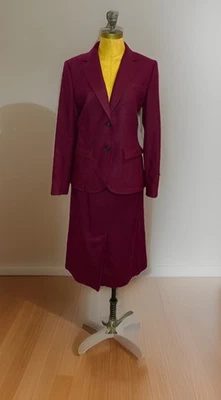 De Colección The Villager Falda Traje Mezcla de Lana Borgoña Forrada Preppy Modesta Carrera 12 Foto 1 de 4