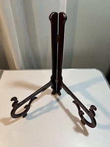 Vintage Wood Cherry Finish Asian Style Plate /book Stand - Picture 1 of 4