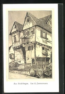 Künstler-AK Sindelfingen, Altes schiefes Haus 1918 - Picture 1 of 2