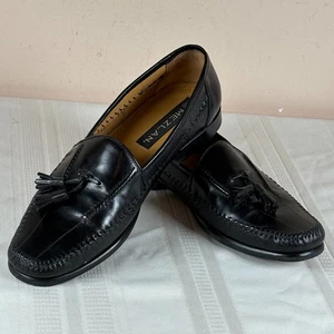 Mezlan Mens Shoes 11M Black Leather Tassel Loafers Slip Ons - Picture 1 of 9