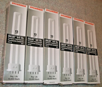 (6-Pack) Sylvania Delux S/E 13w Compact Fluorescent 20318 FREE SHIPPING (B203) - Image 1 of 2