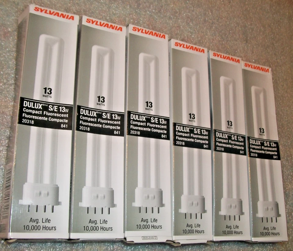 (6-Pack) Sylvania Delux S/E 13w Compact Fluorescent 20318 FREE SHIPPING (B203) - Image 1 of 2