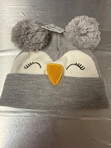 Old Navy graue Bommelmütze Schlafaugen Bommel Eulenmütze - Bild 1 von 7