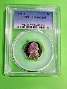 1998 S Jefferson Nickel Proof PCGS PF69 - Bild 1 von 2